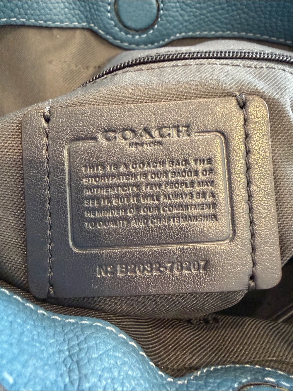 Coach Tabby Hobo Bag - Lake Blue Polished Pebbled Leather (Style 78207) EUC - Picture 10 of 14